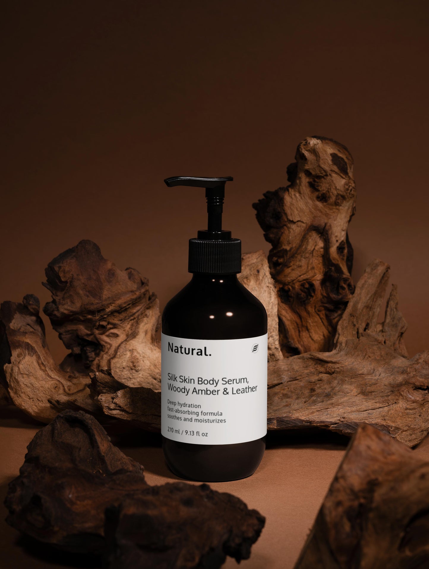 Natural. Silk Skin Body Serum, Woody Amber & Leather